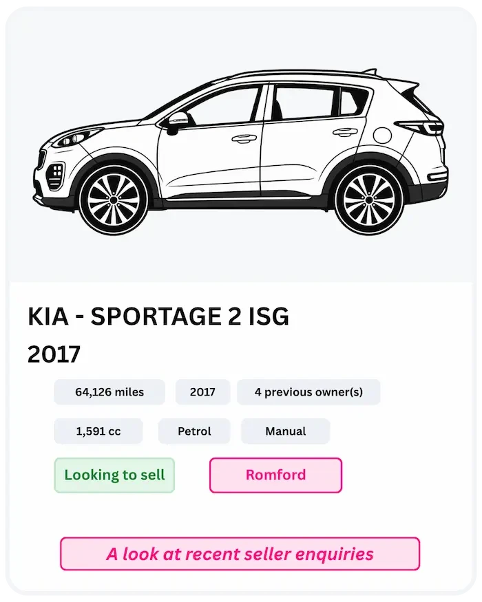 Recent vehicle enquiry received by Sell My Car Essex
